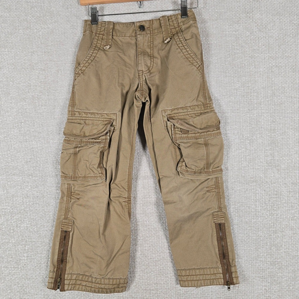 Old Navy Surplus Co Boys 7 Cargo Pants Khaki Beige Zipper Ankle Vintage Y2K 2007